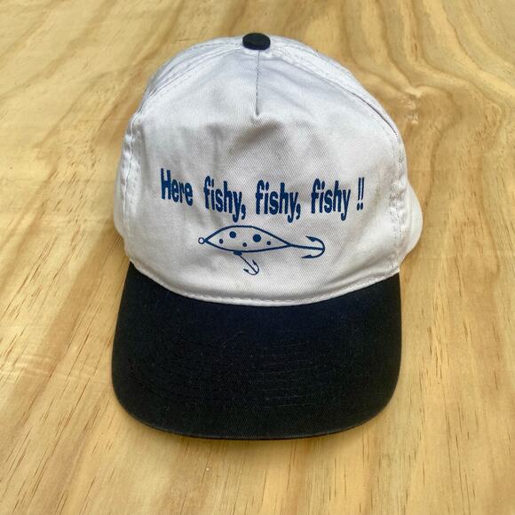 Vintage Fishing Lure Hat Snapback "Here Fishy Fishy Fishy" Otto Cap - Picture 1 of 6